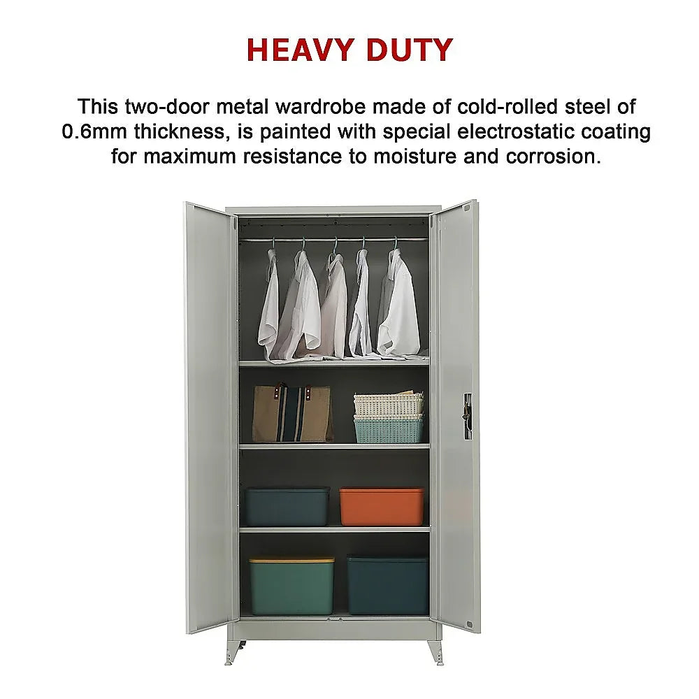 Two-Door Metal Cabinet Shelf Storage for Home Office Gym - Mekamart Australia