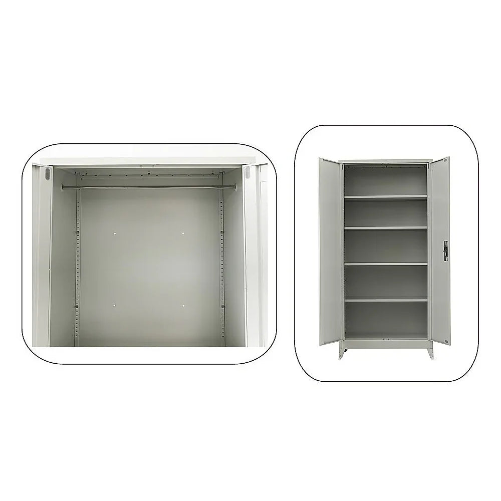 Two-Door Metal Cabinet Shelf Storage for Home Office Gym - Mekamart Australia