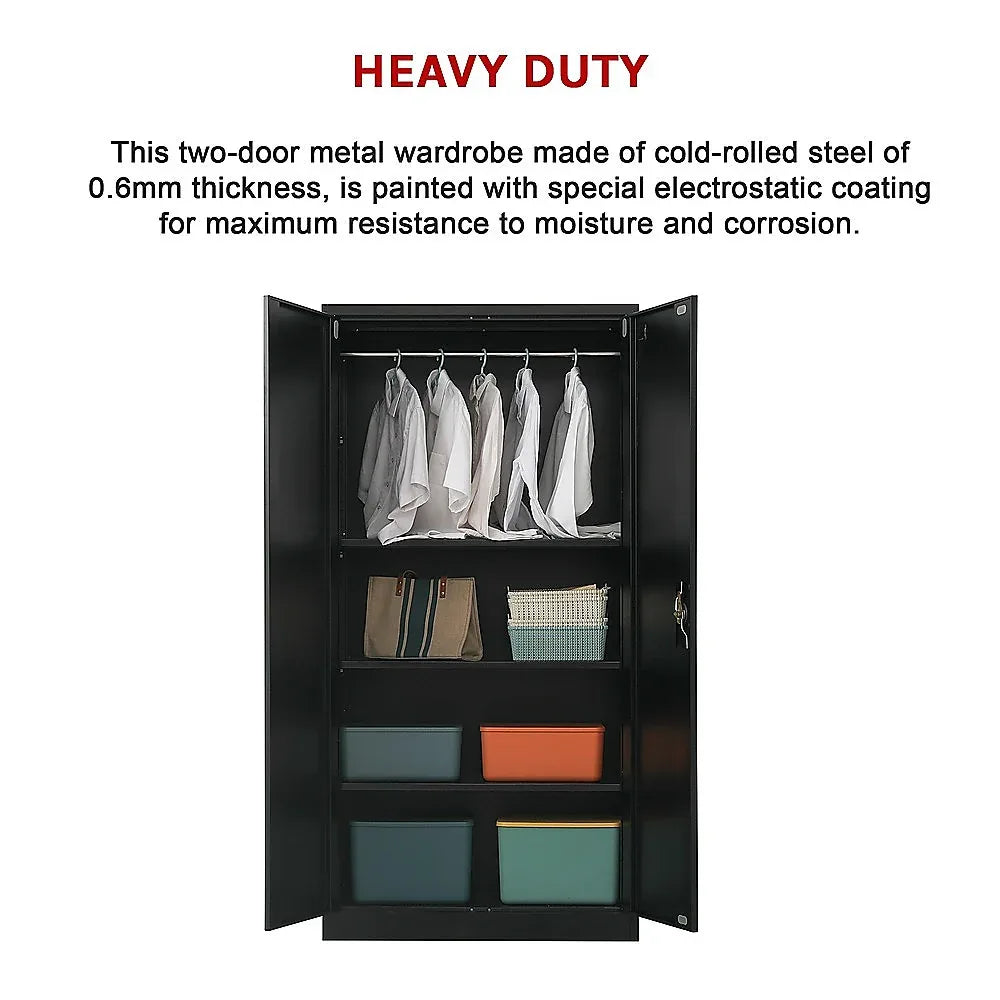 Two-Door Metal Cabinet Shelf Storage for Home Office Gym - Mekamart Australia