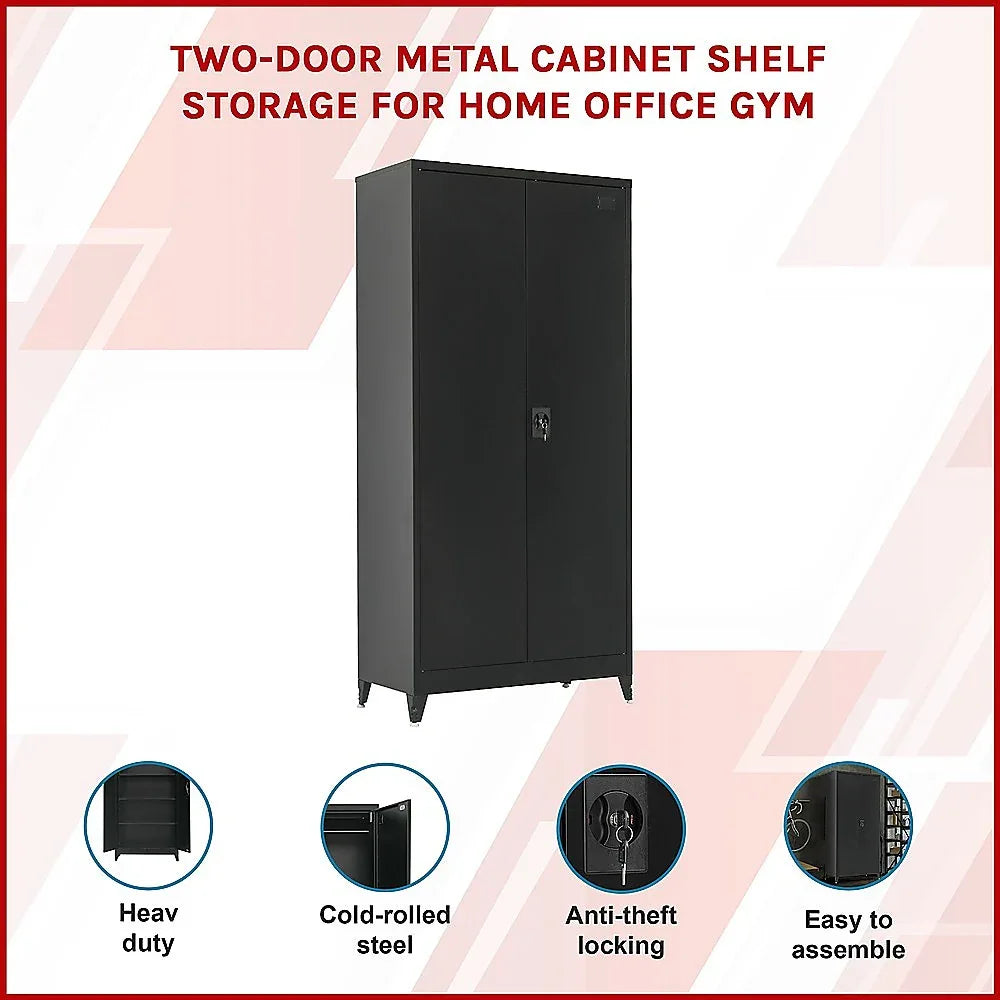 Two-Door Metal Cabinet Shelf Storage for Home Office Gym - Mekamart Australia