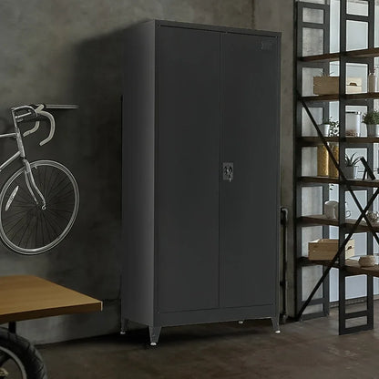 Two-Door Metal Cabinet Shelf Storage for Home Office Gym - Mekamart Australia