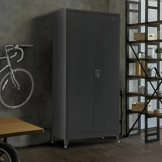 Two-Door Metal Cabinet Shelf Storage for Home Office Gym - Mekamart Australia