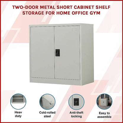 Two-Door Metal Short Cabinet Shelf Storage for Home Office Gym - Mekamart Australia