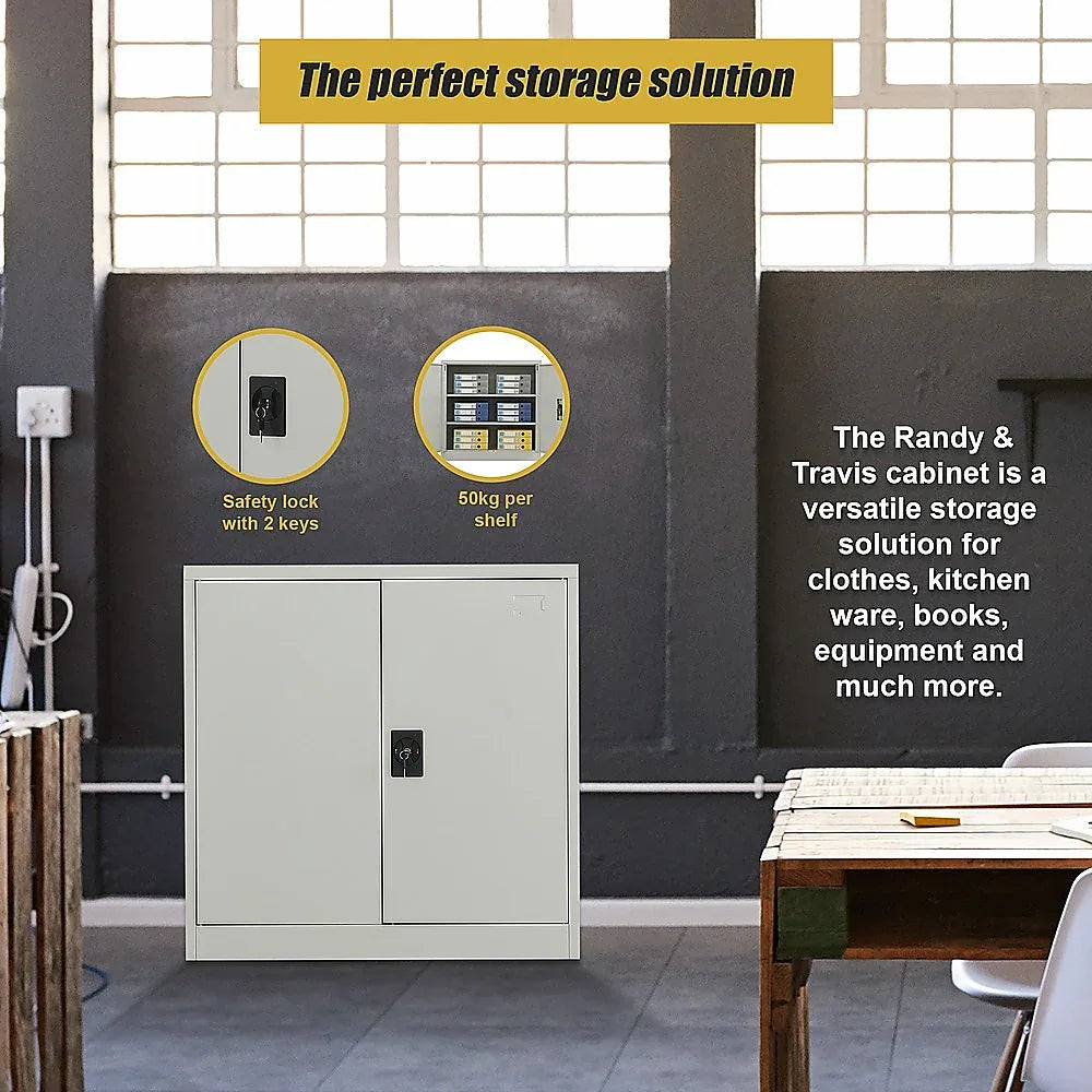 Two-Door Metal Short Cabinet Shelf Storage for Home Office Gym - Mekamart Australia