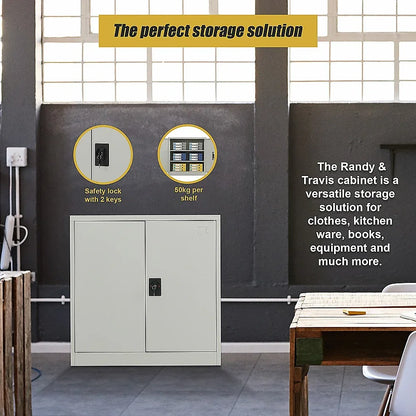 Two-Door Metal Short Cabinet Shelf Storage for Home Office Gym - Mekamart Australia