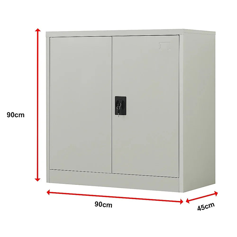 Two-Door Metal Short Cabinet Shelf Storage for Home Office Gym - Mekamart Australia