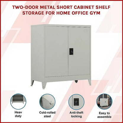 Two-Door Metal Short Cabinet Shelf Storage for Home Office Gym - Mekamart Australia