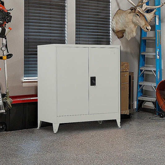 Two-Door Metal Short Cabinet Shelf Storage for Home Office Gym - Mekamart Australia