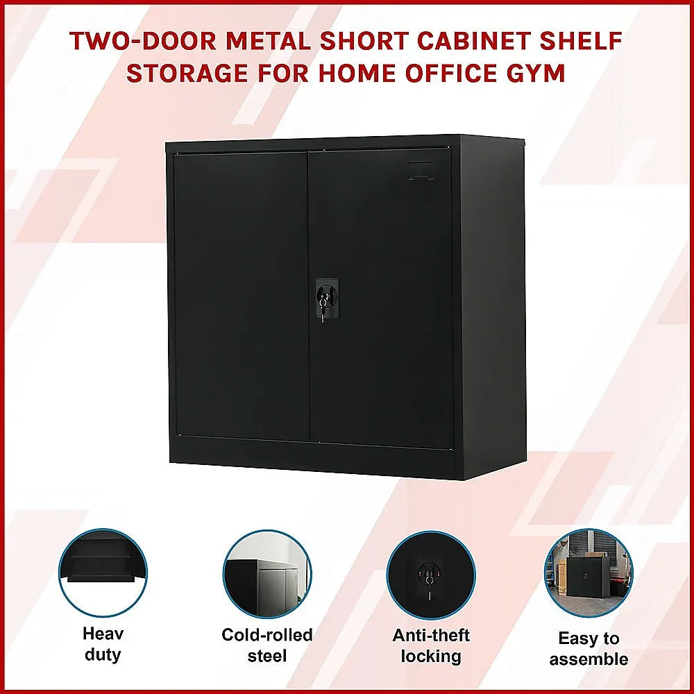 Two-Door Metal Short Cabinet Shelf Storage for Home Office Gym - Mekamart Australia