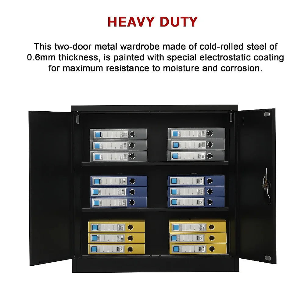 Two-Door Metal Short Cabinet Shelf Storage for Home Office Gym - Mekamart Australia