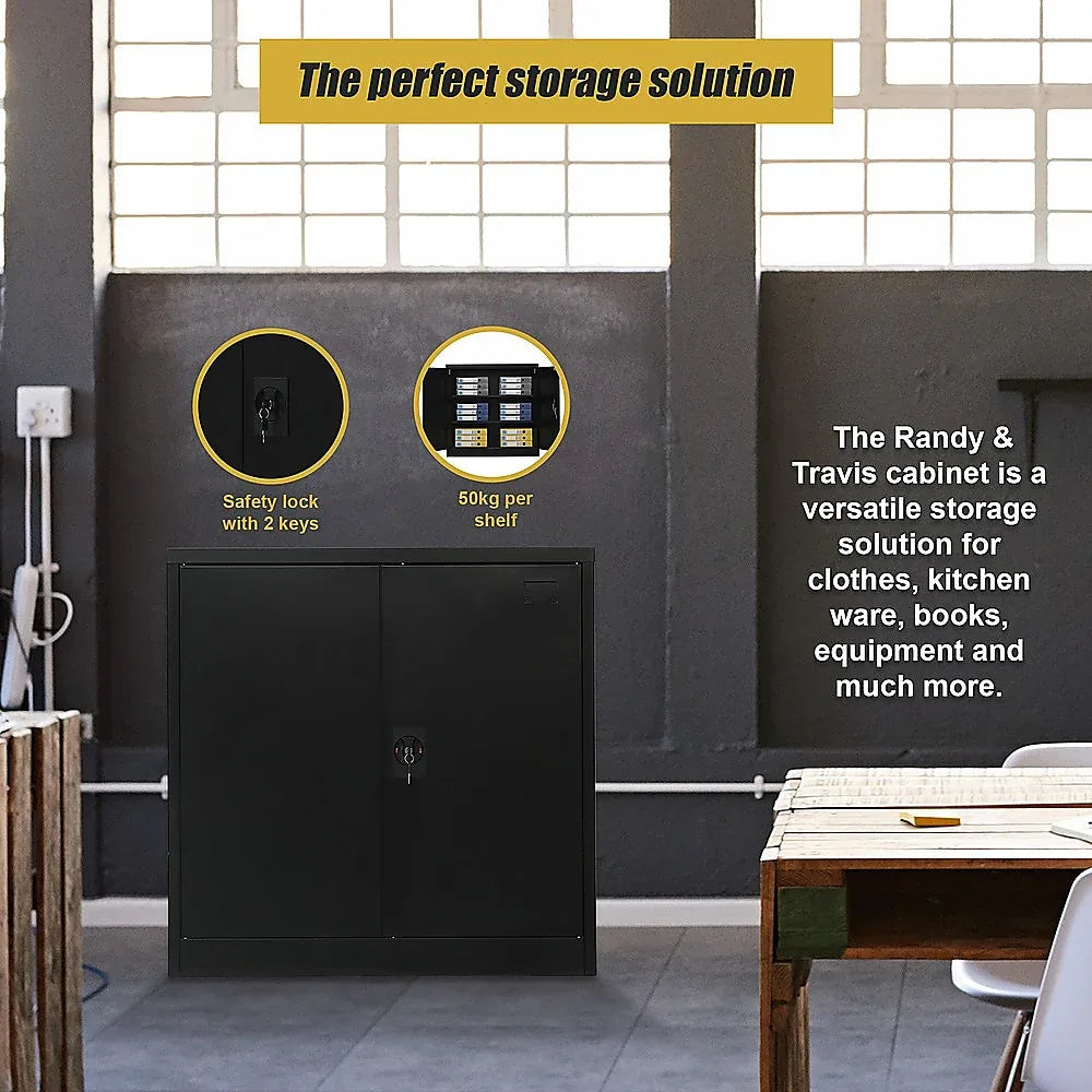Two-Door Metal Short Cabinet Shelf Storage for Home Office Gym - Mekamart Australia