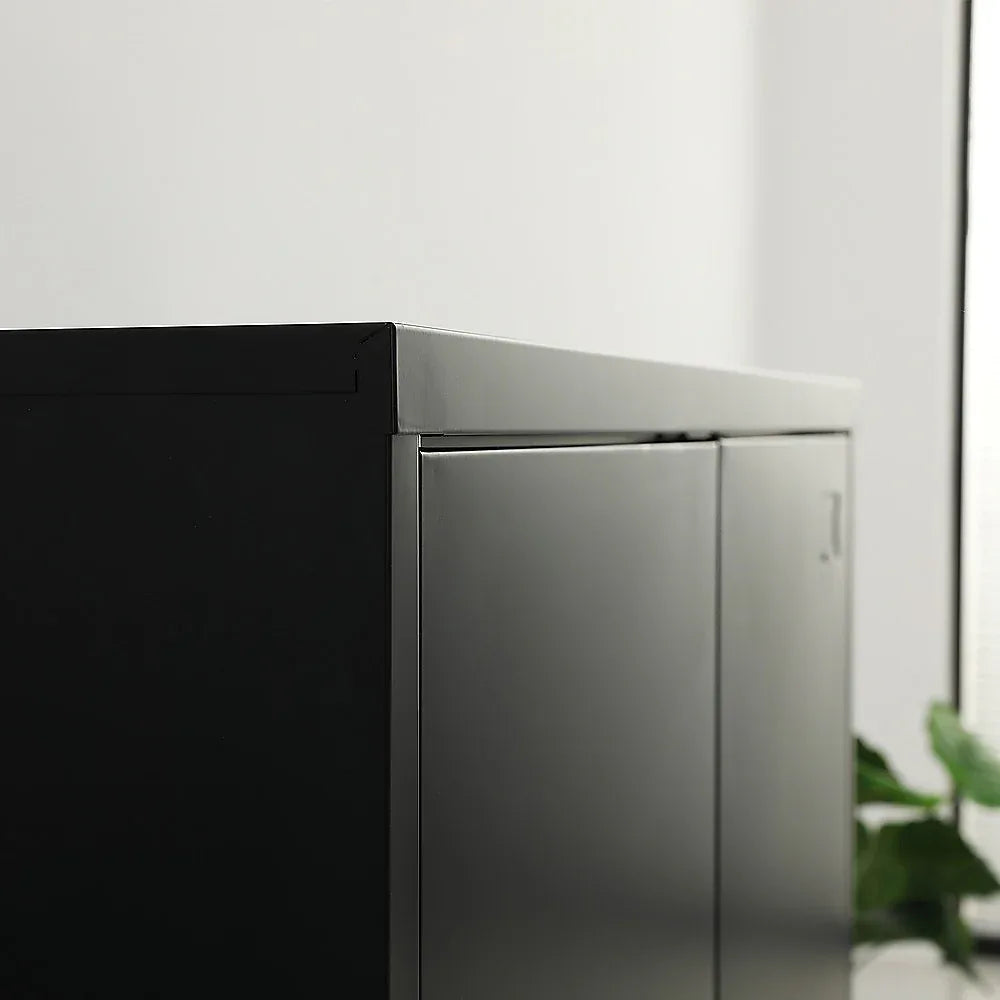 Two-Door Metal Short Cabinet Shelf Storage for Home Office Gym - Mekamart Australia