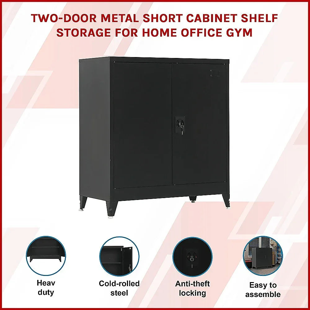 Two-Door Metal Short Cabinet Shelf Storage for Home Office Gym - Mekamart Australia