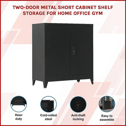 Two-Door Metal Short Cabinet Shelf Storage for Home Office Gym - Mekamart Australia