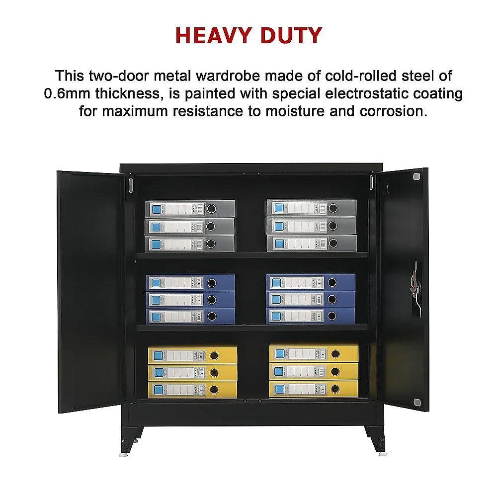 Two-Door Metal Short Cabinet Shelf Storage for Home Office Gym - Mekamart Australia