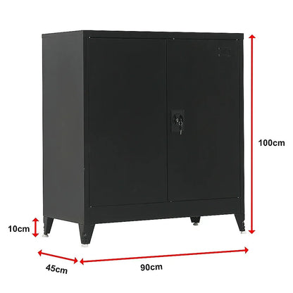 Two-Door Metal Short Cabinet Shelf Storage for Home Office Gym - Mekamart Australia