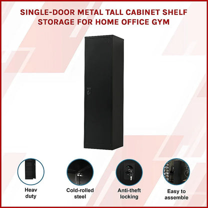 Single-Door Metal Tall Cabinet Shelf Storage for Home Office Gym - Mekamart Australia