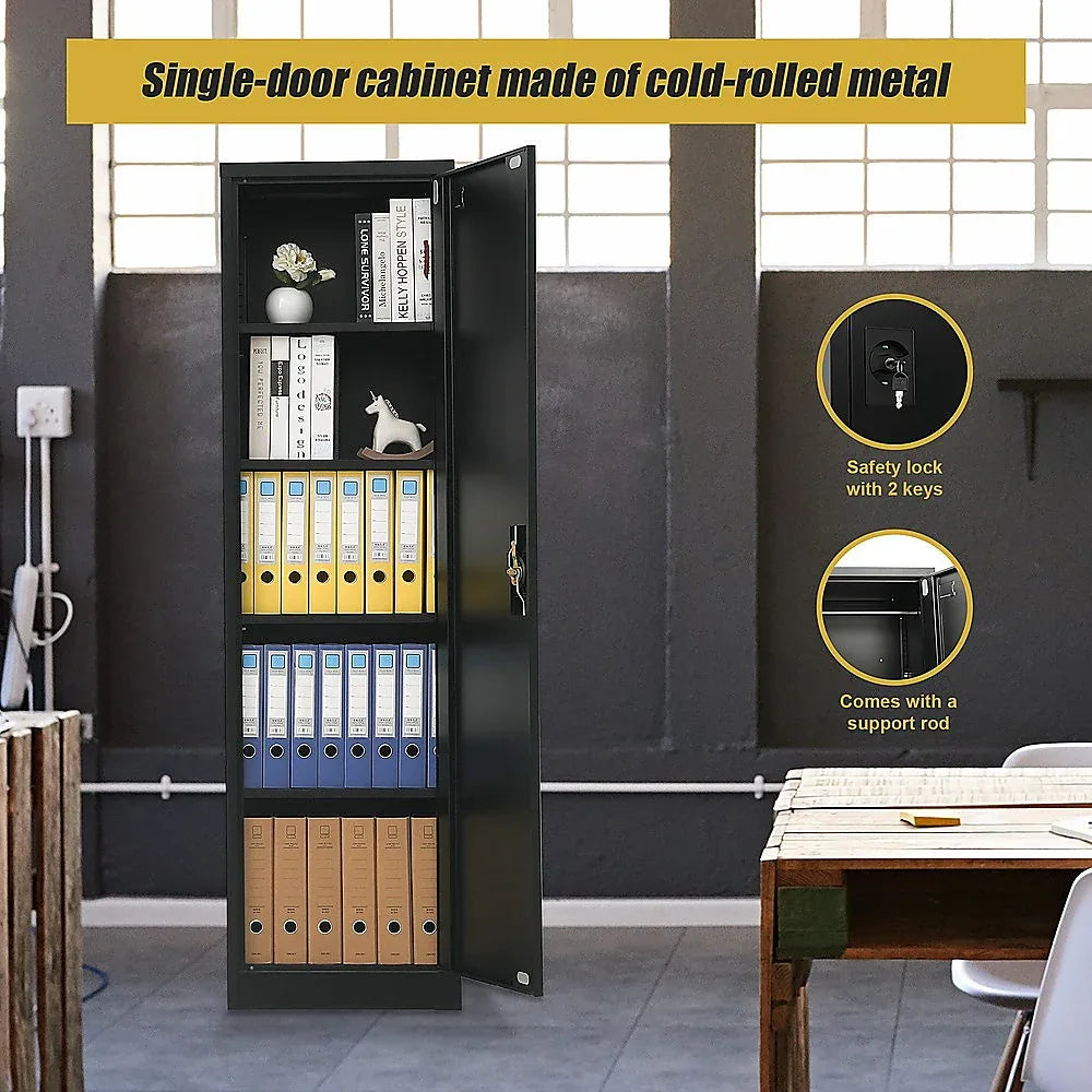 Single-Door Metal Tall Cabinet Shelf Storage for Home Office Gym - Mekamart Australia