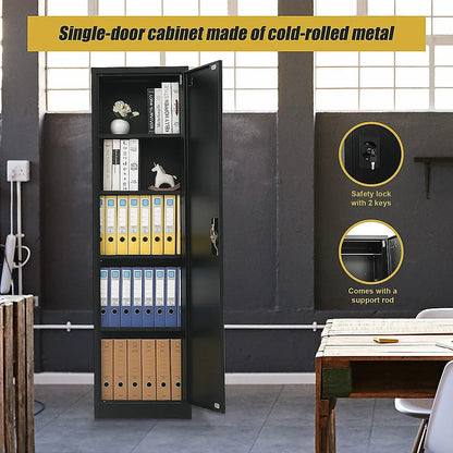 Single-Door Metal Tall Cabinet Shelf Storage for Home Office Gym - Mekamart Australia