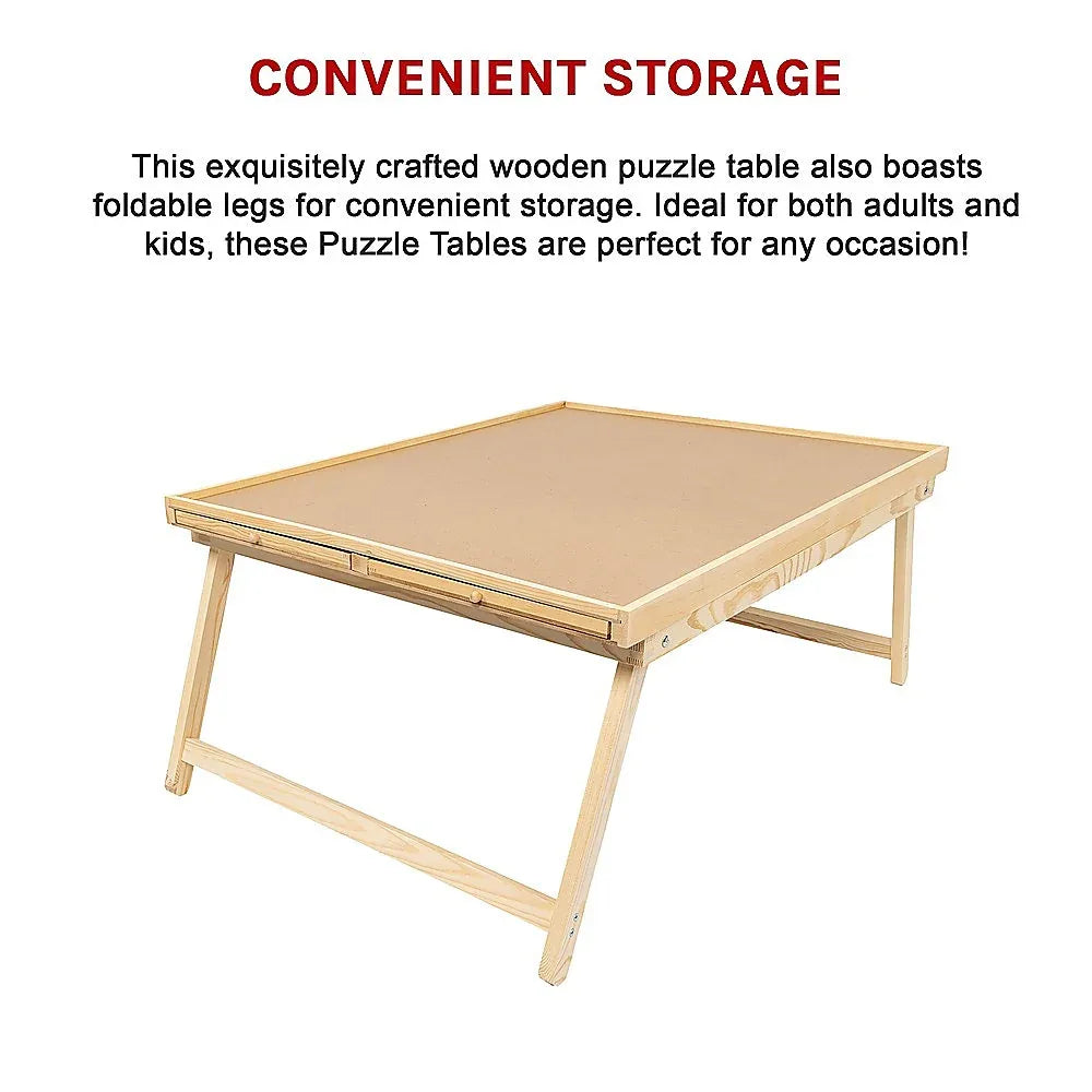 1500 Piece Wooden Jigsaw Puzzle Table – 67x87cm Puzzle Board with Folding Legs - Mekamart Australia