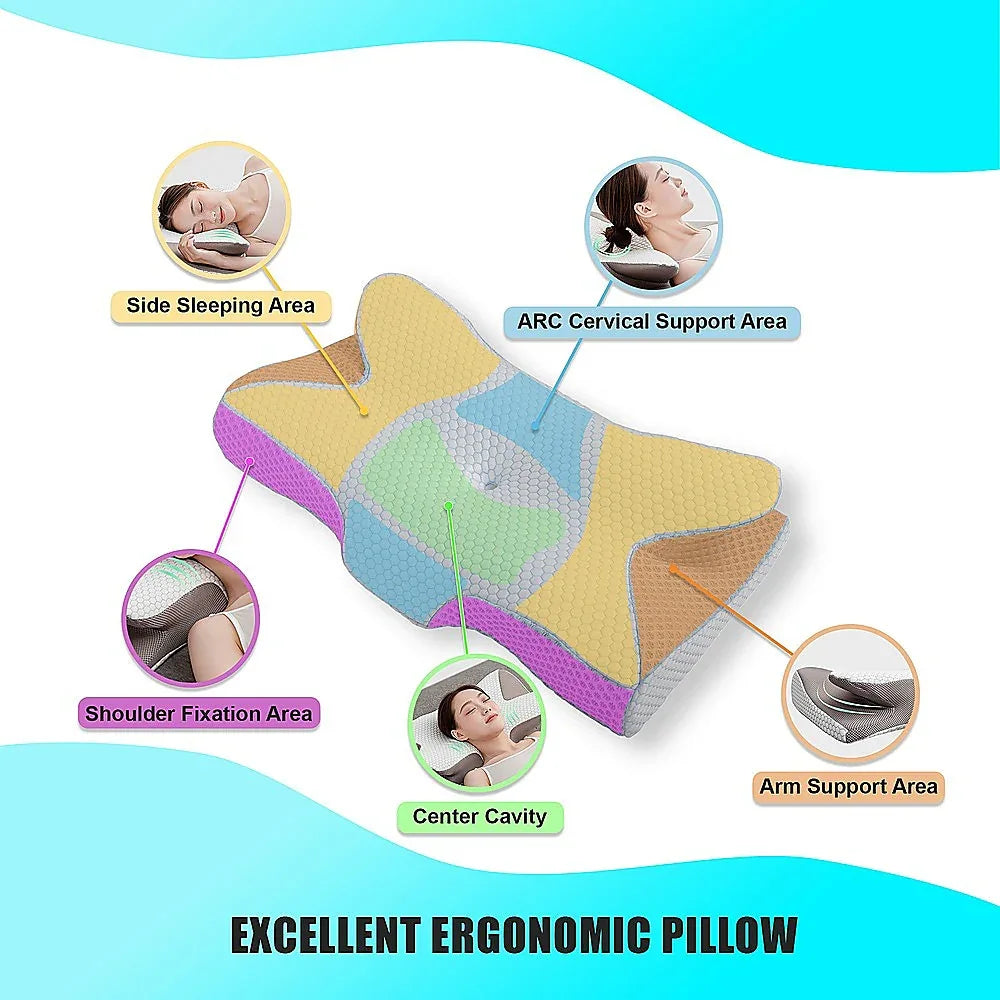 Soft Cervical Pillow for Neck Pain Relief Memory Foam Ergonomic - Mekamart Australia