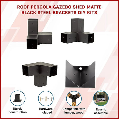 Roof Pergola Gazebo Shed Matte Black Steel Brackets DIY Kits - Mekamart Australia