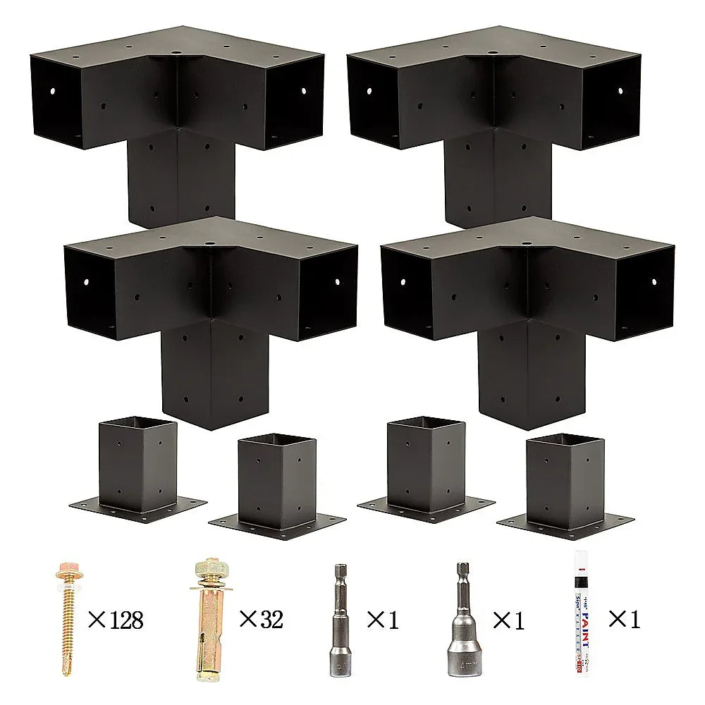 Roof Pergola Gazebo Shed Matte Black Steel Brackets DIY Kits - Mekamart Australia