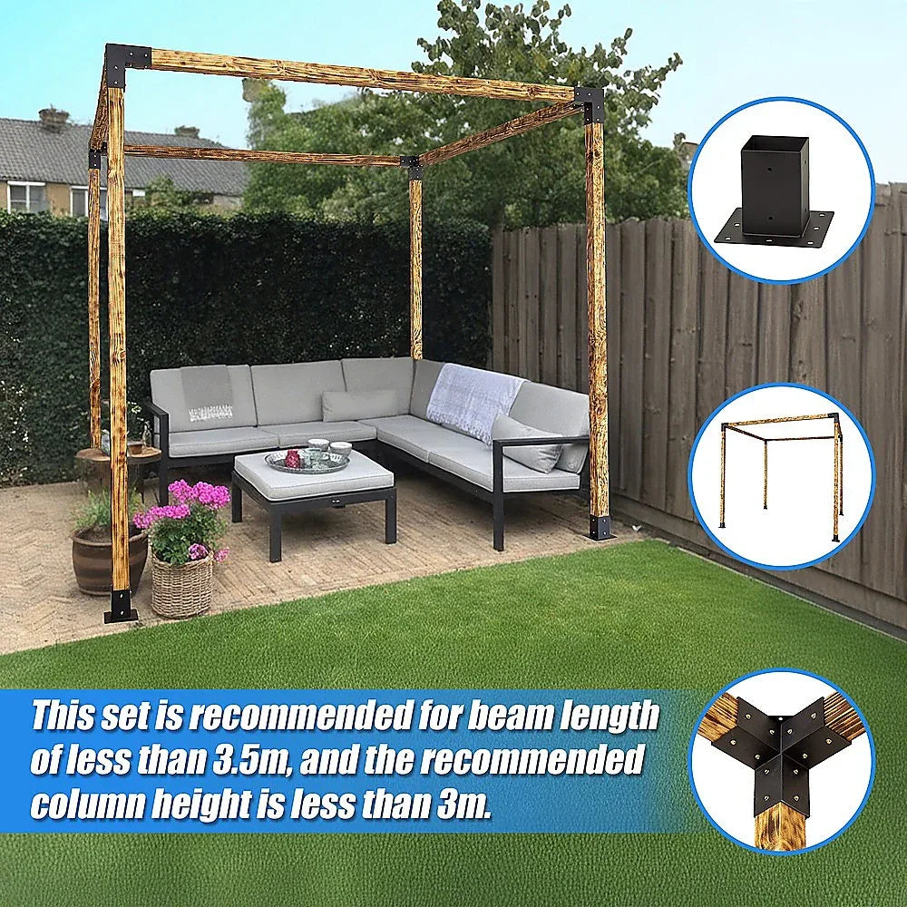 Roof Pergola Gazebo Shed Matte Black Steel Brackets DIY Kits - Mekamart Australia