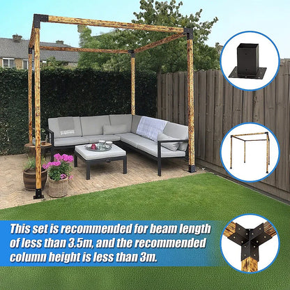 Roof Pergola Gazebo Shed Matte Black Steel Brackets DIY Kits - Mekamart Australia