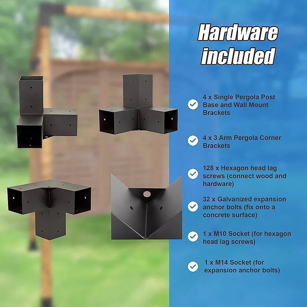 Roof Pergola Gazebo Shed Matte Black Steel Brackets DIY Kits - Mekamart Australia