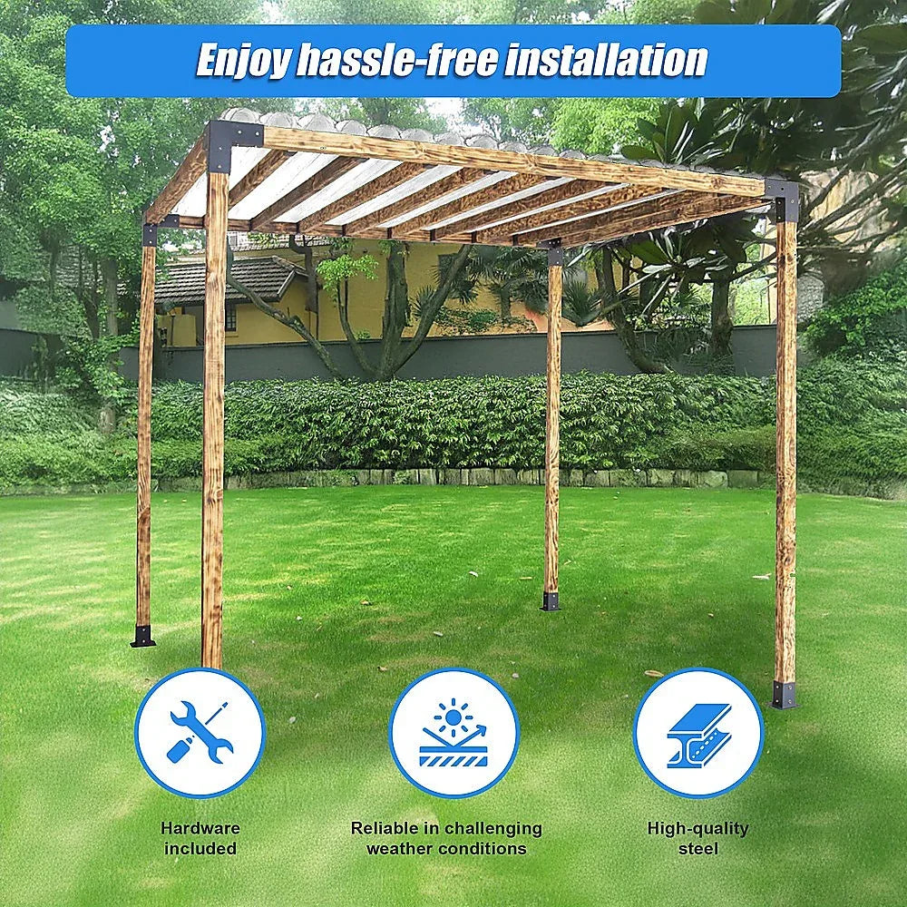 Roof Pergola Gazebo Shed Matte Black Steel Brackets DIY Kits - Mekamart Australia