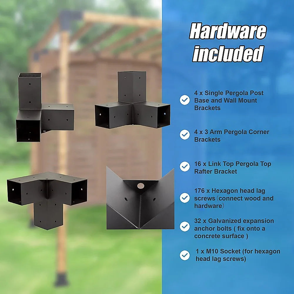 Roof Pergola Gazebo Shed Matte Black Steel Brackets DIY Kits - Mekamart Australia