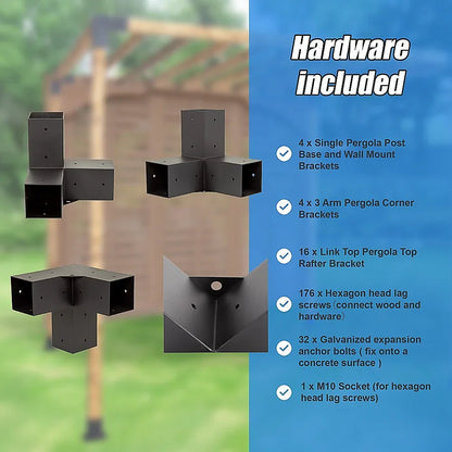 Roof Pergola Gazebo Shed Matte Black Steel Brackets DIY Kits - Mekamart Australia