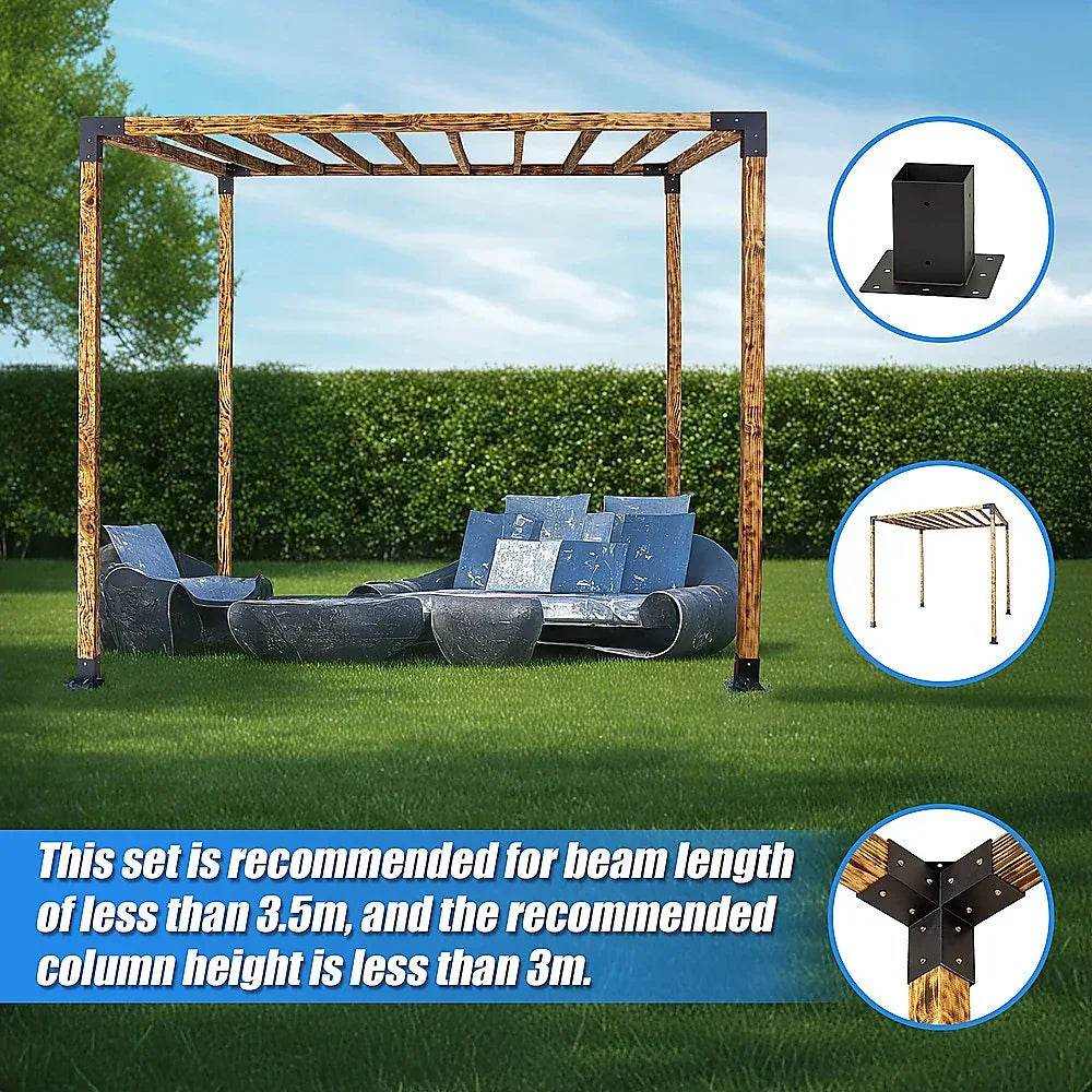 Roof Pergola Gazebo Shed Matte Black Steel Brackets DIY Kits - Mekamart Australia