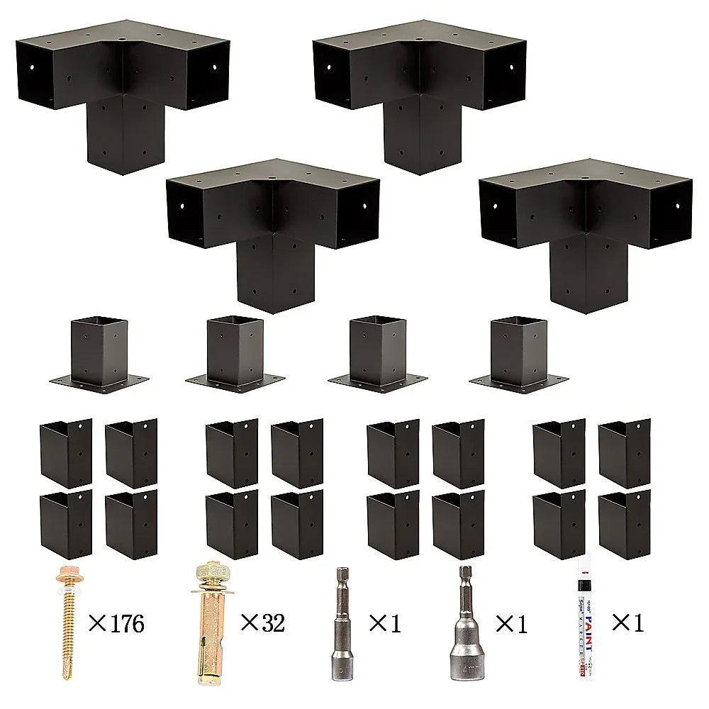 Roof Pergola Gazebo Shed Matte Black Steel Brackets DIY Kits - Mekamart Australia