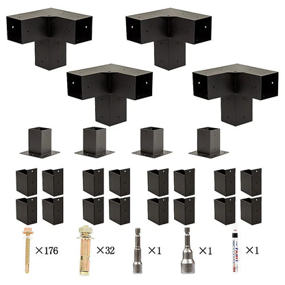 Roof Pergola Gazebo Shed Matte Black Steel Brackets DIY Kits - Mekamart Australia