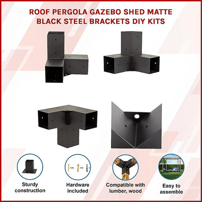 Roof Pergola Gazebo Shed Matte Black Steel Brackets DIY Kits - Mekamart Australia