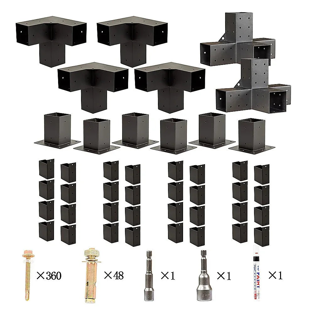 Roof Pergola Gazebo Shed Matte Black Steel Brackets DIY Kits - Mekamart Australia