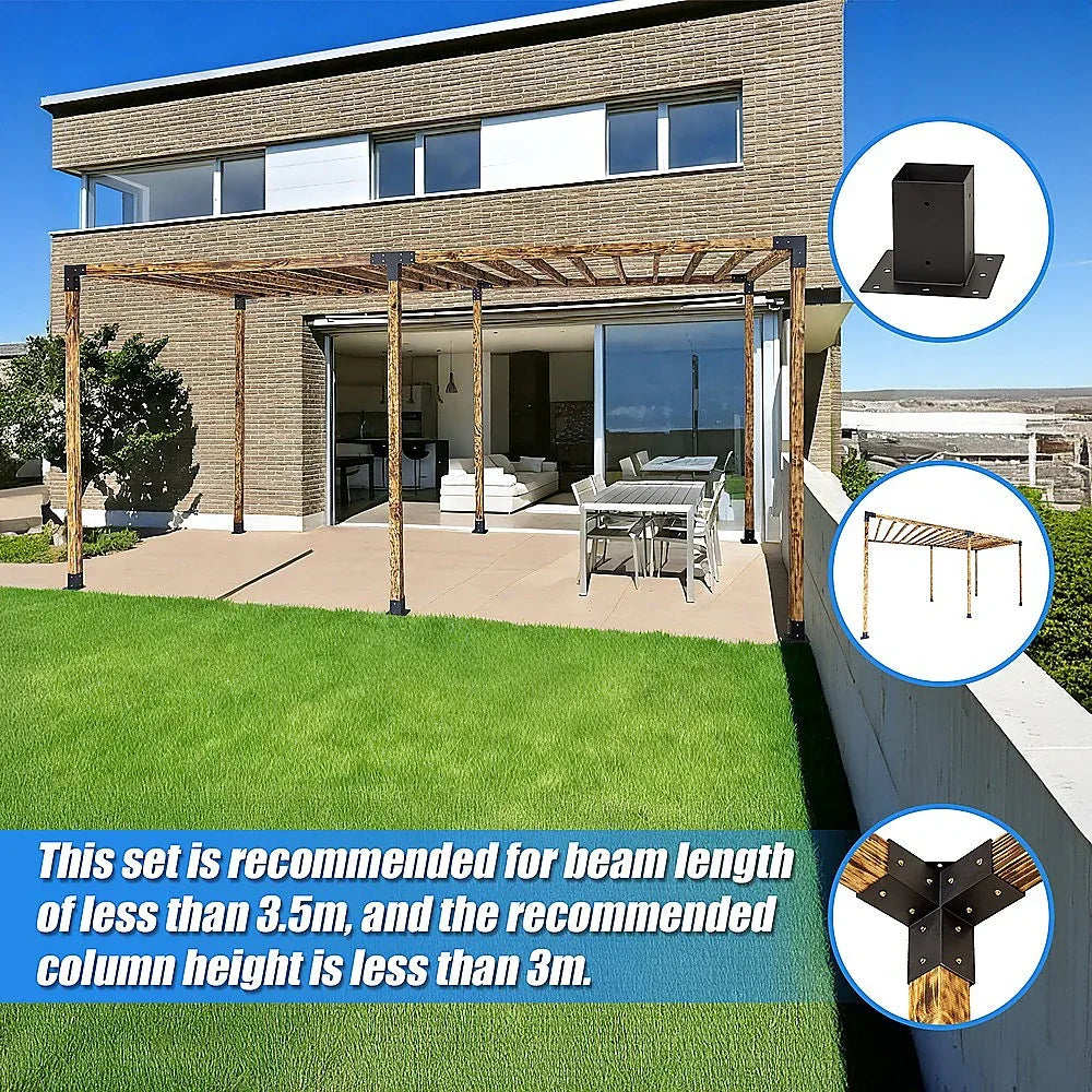 Roof Pergola Gazebo Shed Matte Black Steel Brackets DIY Kits - Mekamart Australia