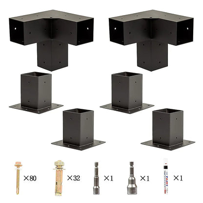 Roof Pergola Gazebo Shed Matte Black Steel Brackets DIY Kits - Mekamart Australia