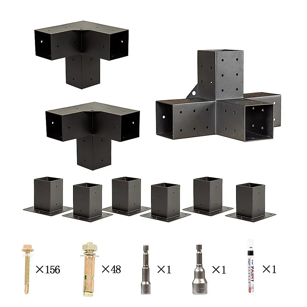 Roof Pergola Gazebo Shed Matte Black Steel Brackets DIY Kits - Mekamart Australia