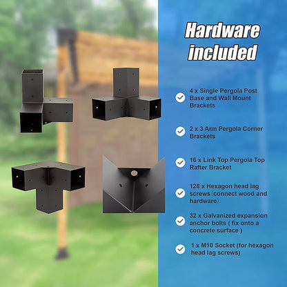 Roof Pergola Gazebo Shed Matte Black Steel Brackets DIY Kits - Mekamart Australia