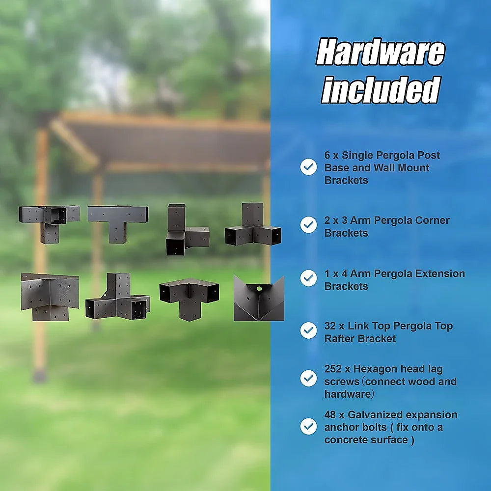 Roof Pergola Gazebo Shed Matte Black Steel Brackets DIY Kits - Mekamart Australia