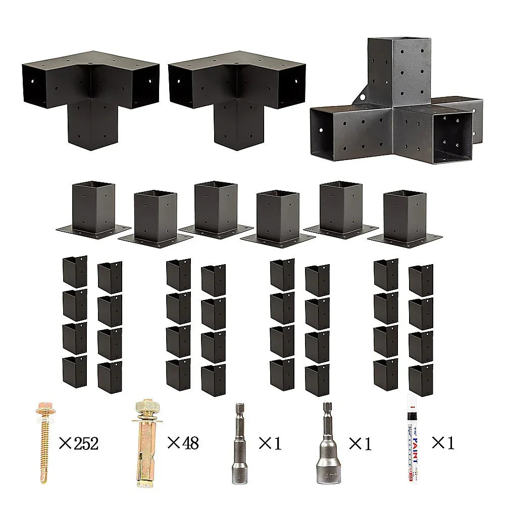 Roof Pergola Gazebo Shed Matte Black Steel Brackets DIY Kits - Mekamart Australia