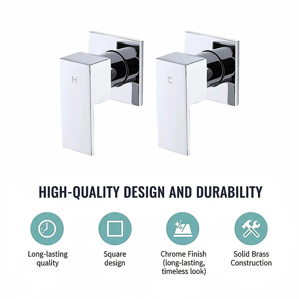 Bathroom Shower Bath Hot and Cold Square Mixer WATERMARK Certified in Chrome - Mekamart Australia