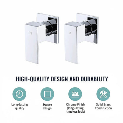 Bathroom Shower Bath Hot and Cold Square Mixer WATERMARK Certified in Chrome - Mekamart Australia