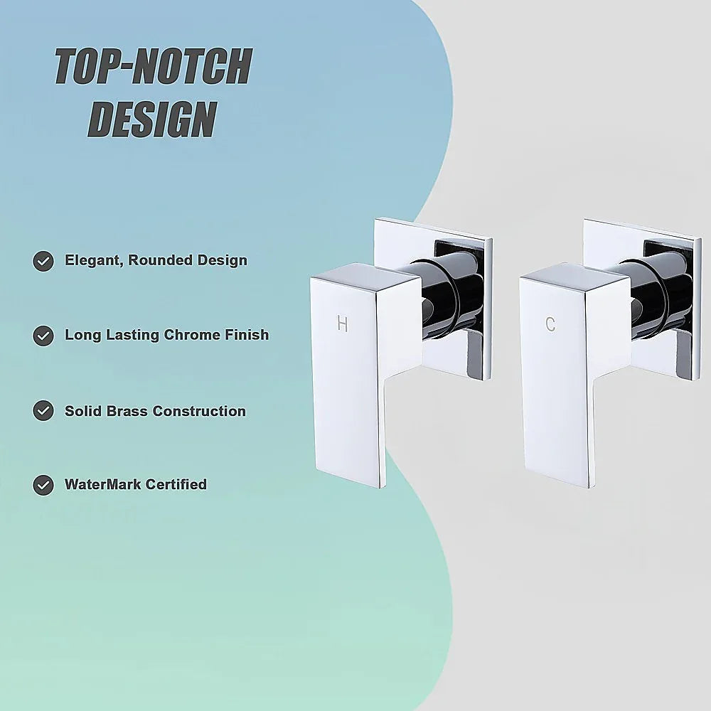 Bathroom Shower Bath Hot and Cold Square Mixer WATERMARK Certified in Chrome - Mekamart Australia