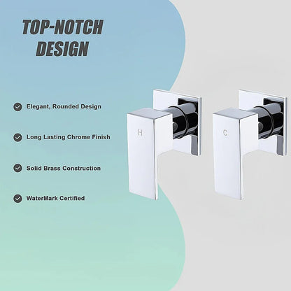 Bathroom Shower Bath Hot and Cold Square Mixer WATERMARK Certified in Chrome - Mekamart Australia