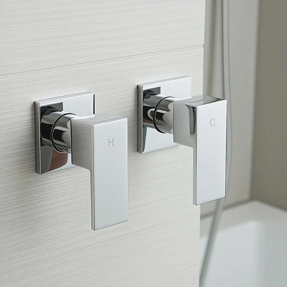 Bathroom Shower Bath Hot and Cold Square Mixer WATERMARK Certified in Chrome - Mekamart Australia