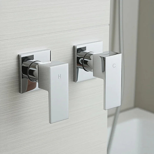 Bathroom Shower Bath Hot and Cold Square Mixer WATERMARK Certified in Chrome - Mekamart Australia